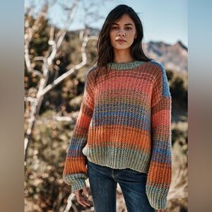 Velvet by Graham and Spencer - Multicolor Striped Alpaca Sweater Size L